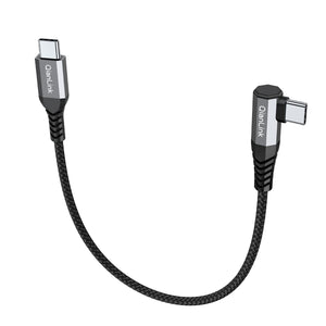 USB-C Charging Cable - 1ft. Braided Right Angle, Straight USB-C Fast Charging- Gray tips
