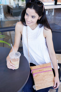 BE LIVELY 2 | Rustic cork cross-body bag sized to fit iPad mini -  NatalieTherese